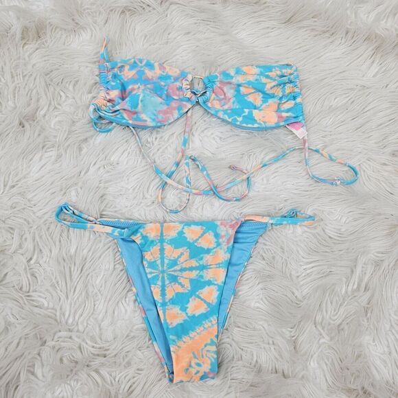 Victoria Secret 2019 Tie Dye Gorgeous Pastel Women's Size XS Ring String Bikini - Picture 1 of 7